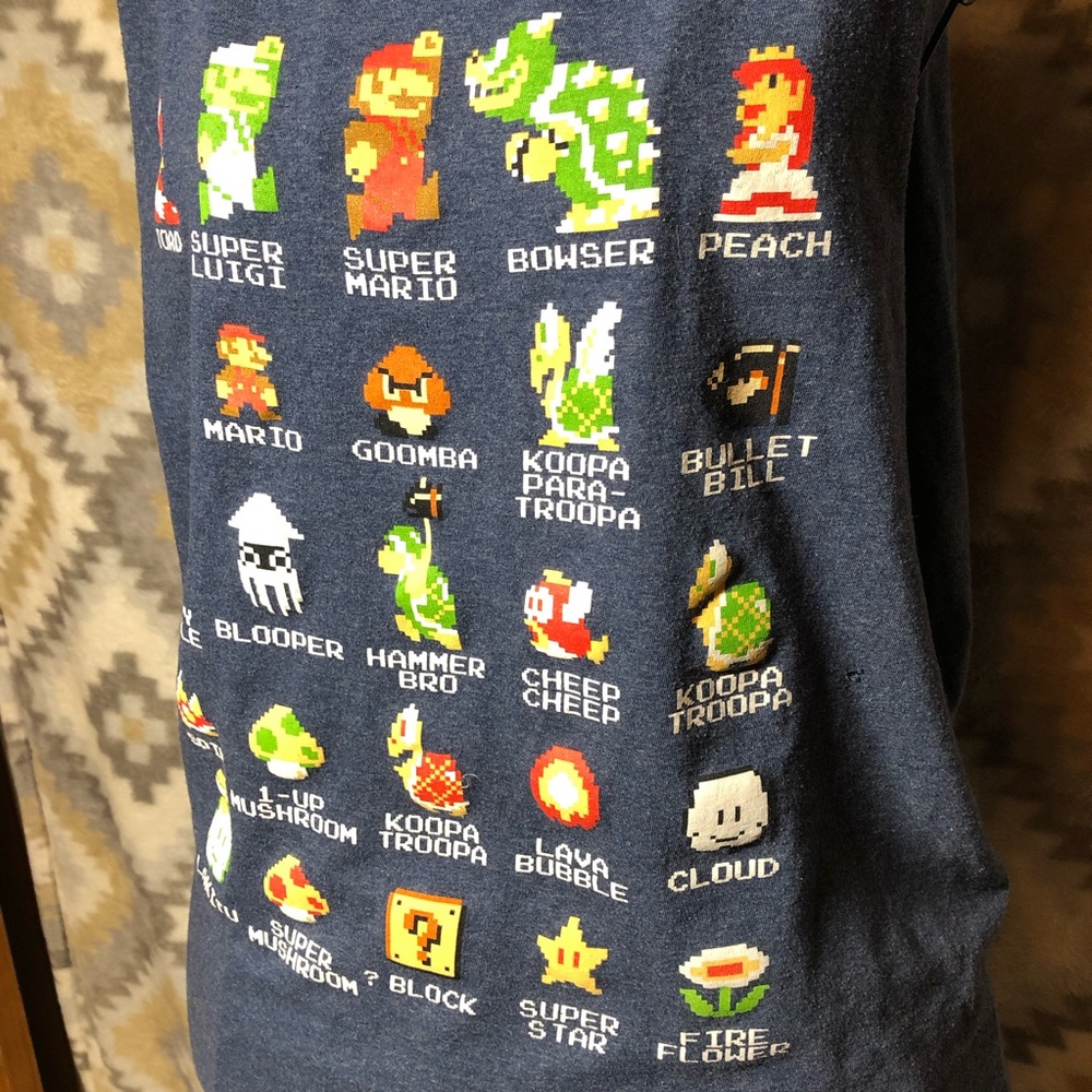 Navy Super Mario Bros Cut Off Sleeves T-shirt - Picture 4 of 6